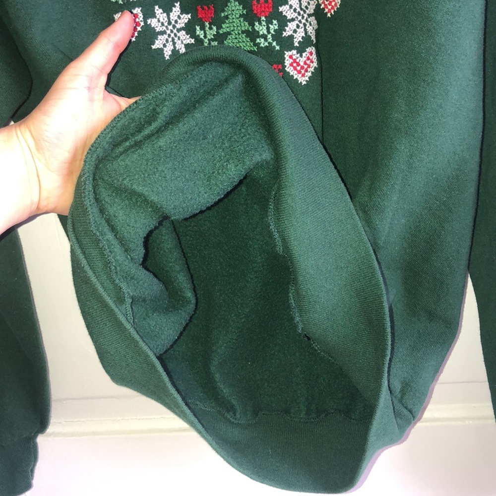 Jerzees Hand Embroidered Vintage Crew Neck Holiday Pullover Sweatshirt Large - Picture 5 of 10